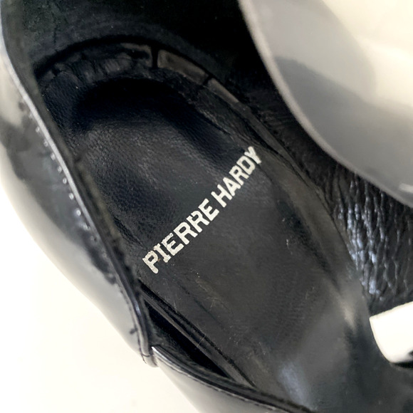 PIERRE HARDY Sandal Black Patent Leather Clear PVC Open Toe Slim Heel 37.5 - Picture 10 of 10